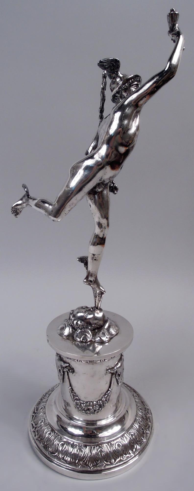 Appliqué Figura di Mercurio del Gran Tour Italiano in argento Giambologna in vendita