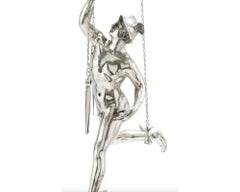 Italian Grand Tour Silver Table Library Lamp Depicting Mercury, Rome, 1830