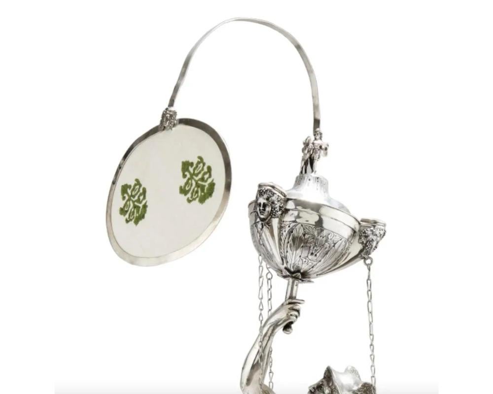 Italian Grand Tour Silver Table Library Lamp Depicting Mercury, Rome, 1830 In Good Condition In Long Island City, NY