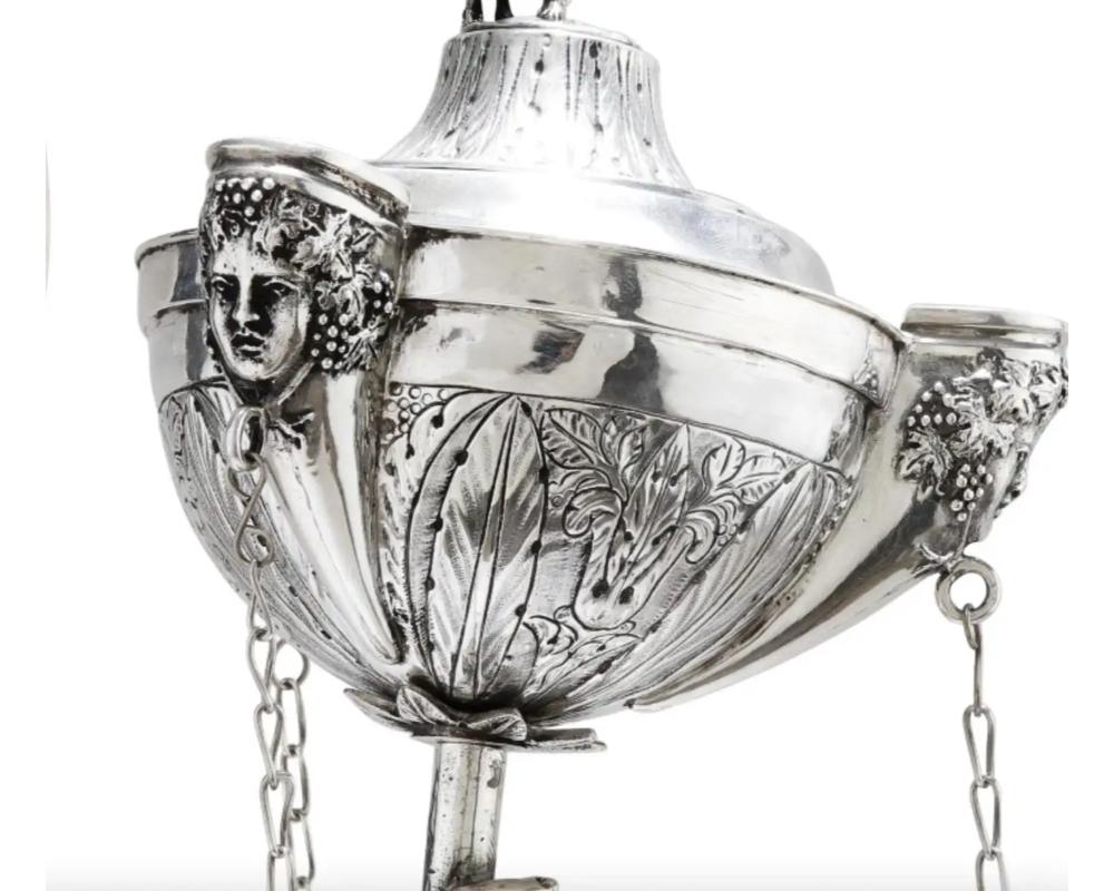 Italian Grand Tour Silver Table Library Lamp Depicting Mercury, Rome, 1830 2