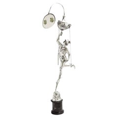 Italian Grand Tour Silver Table Library Lamp Depicting Mercury, Rome, 1830