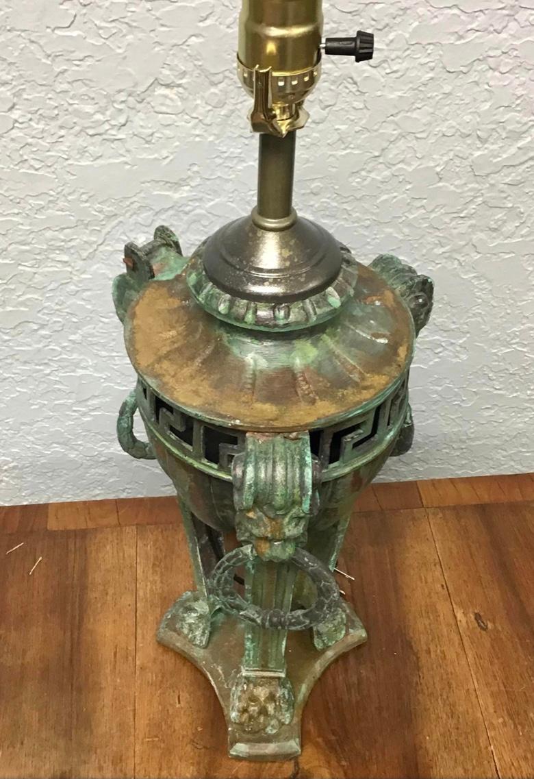 20th Century Italian Grand Tour Style Patinated Bronze Lamp For Sale