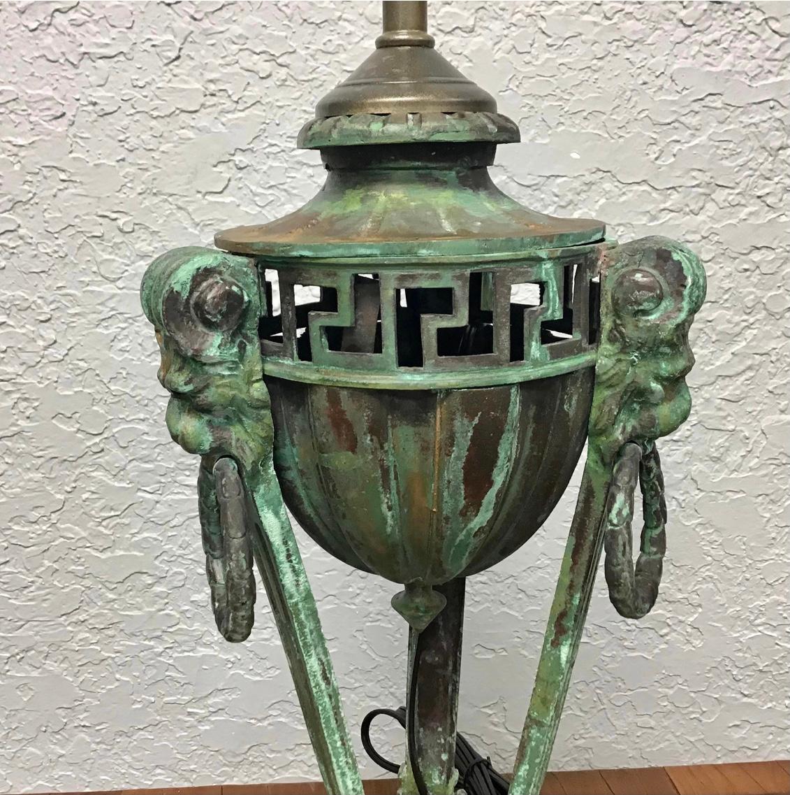 Italian Grand Tour Style Patinated Bronze Lamp For Sale 3