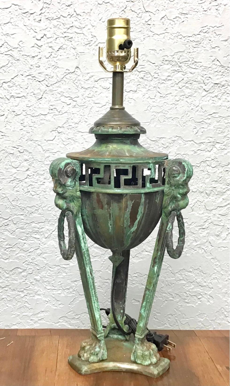 Italian Grand Tour Style Patinated Bronze Lamp For Sale 4