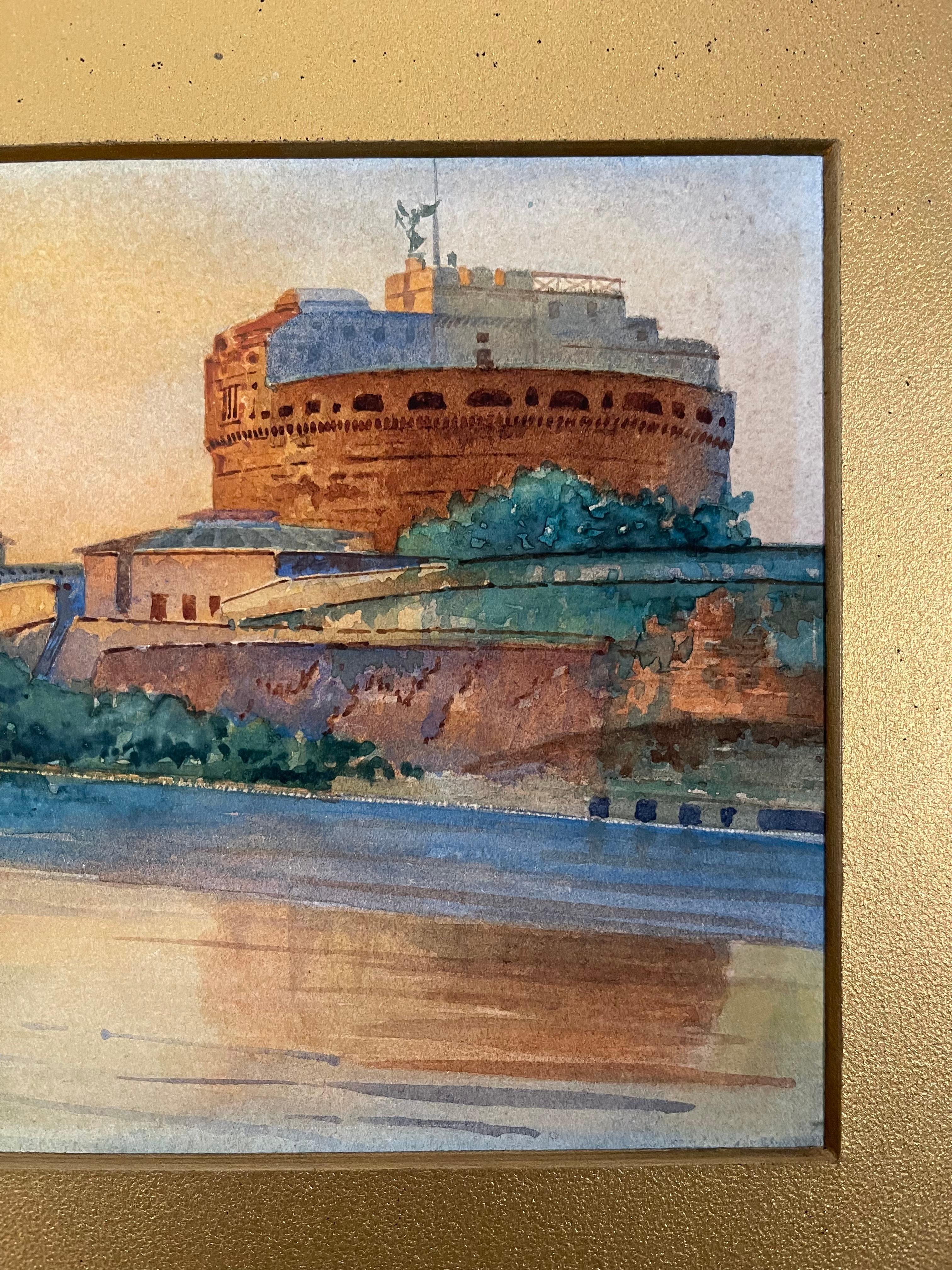 Italian Grand Tour Style Signed Landscape In Good Condition For Sale In Roma, IT