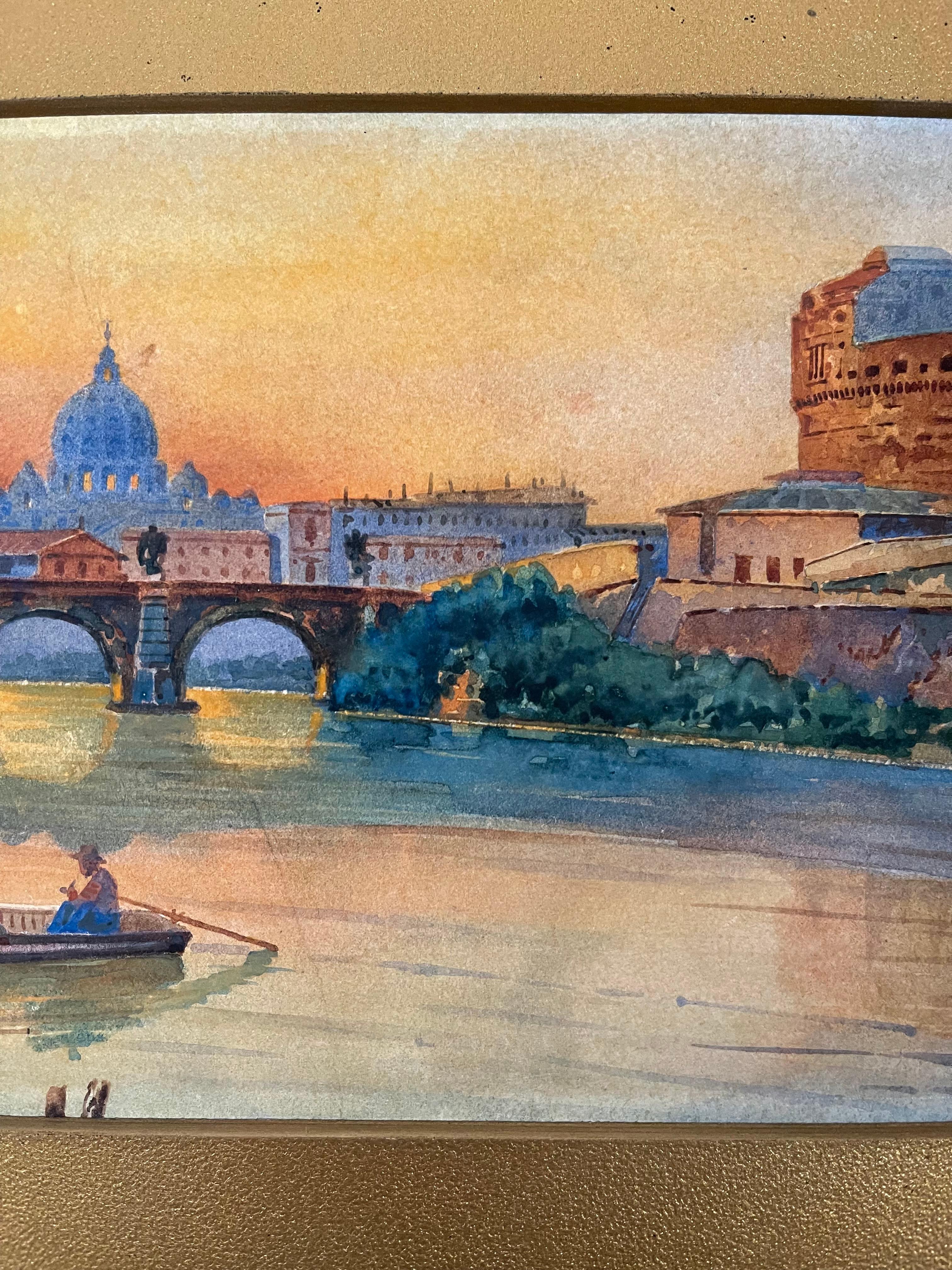 19th Century Italian Grand Tour Style Signed Landscape For Sale