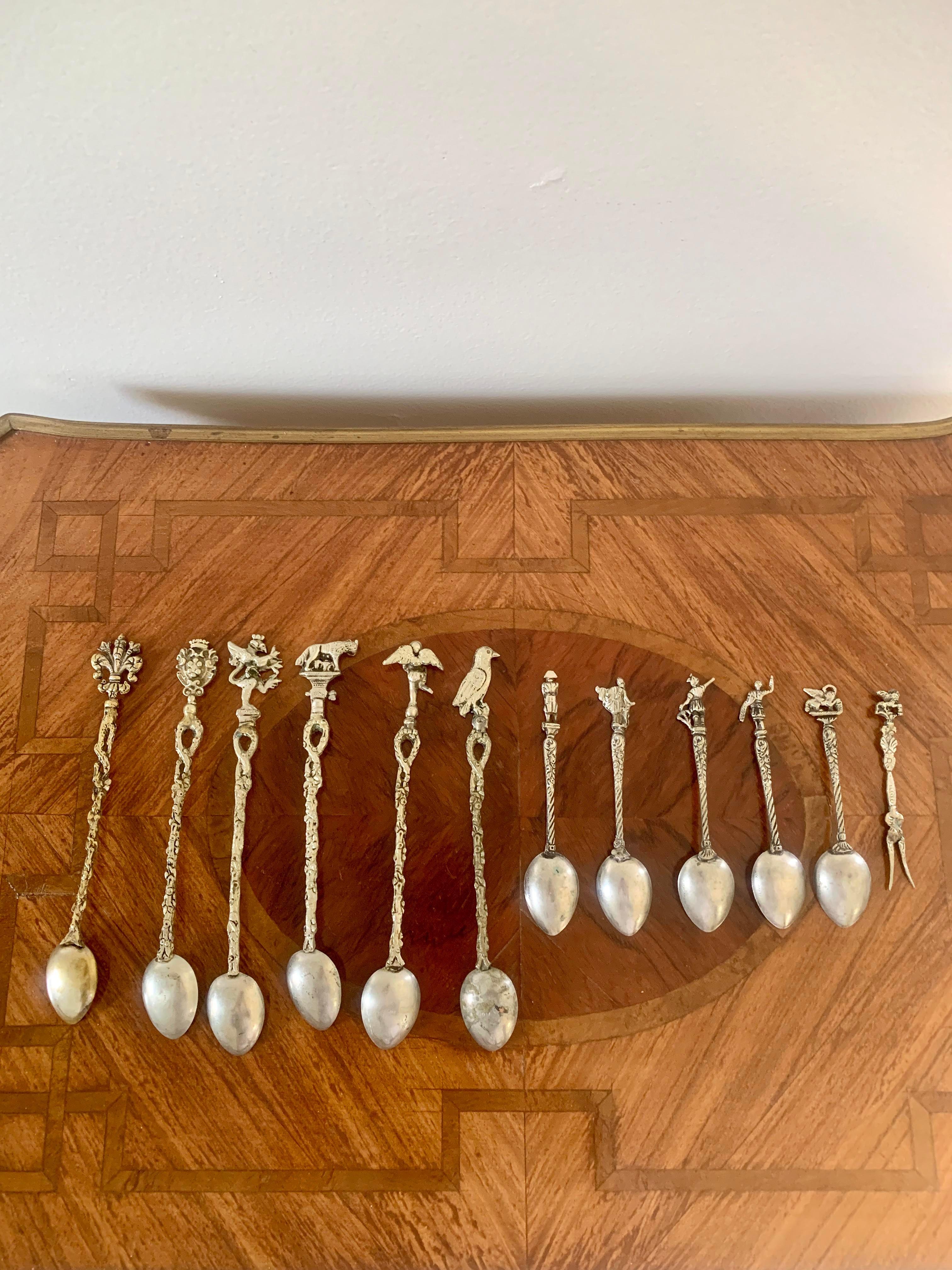 Italian Grand Tour Style Spoons, a Set of 12 For Sale 7