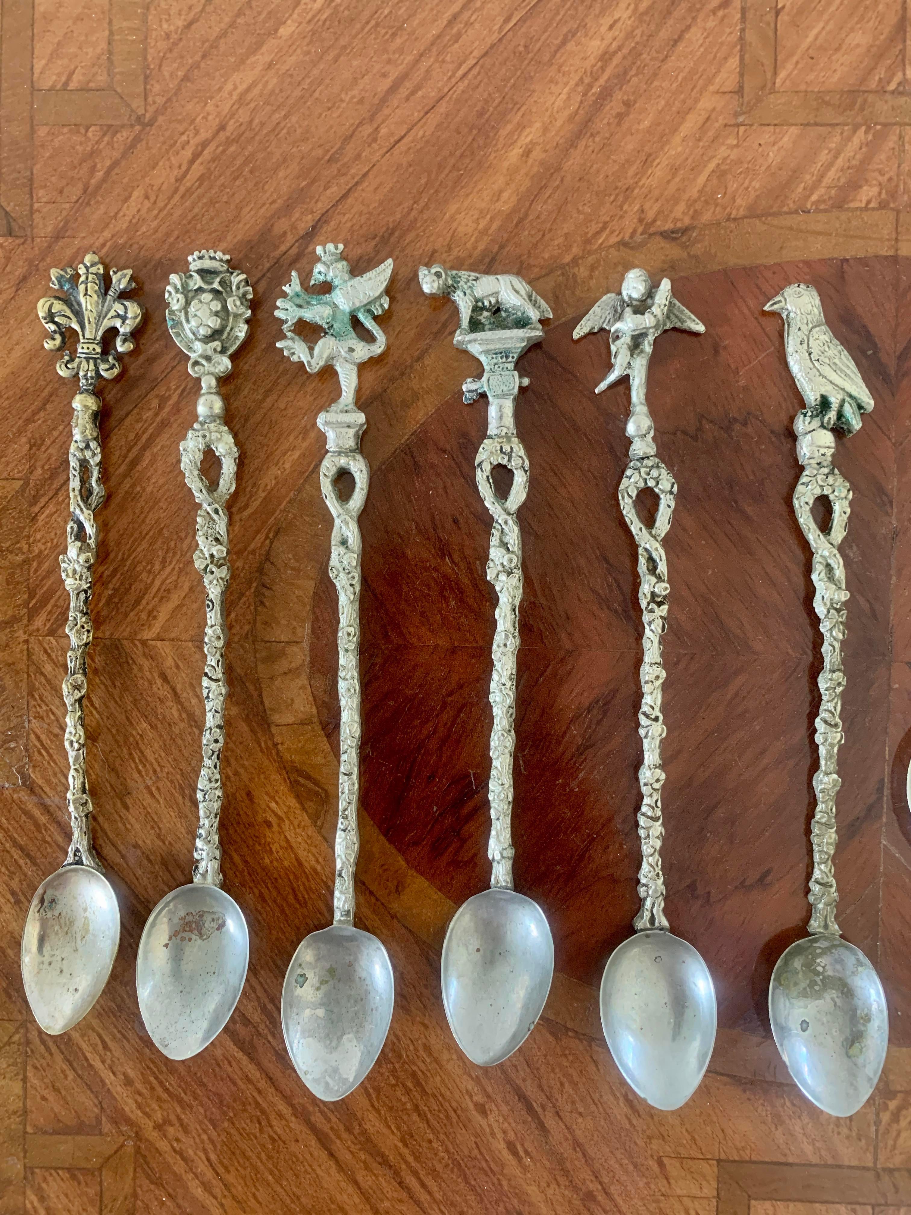 Mid-20th Century Italian Grand Tour Style Spoons, a Set of 12 For Sale