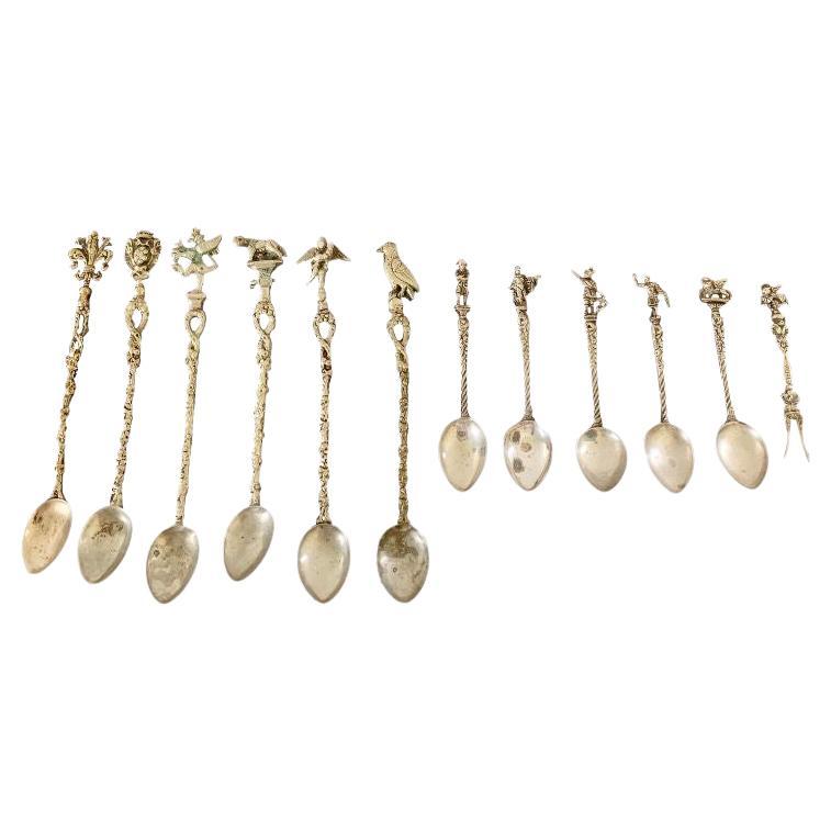 Italian Grand Tour Style Spoons, a Set of 12 For Sale