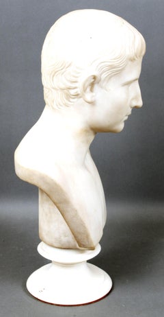 Italian Grand Tour White Marble Bust of Augustus Caesar