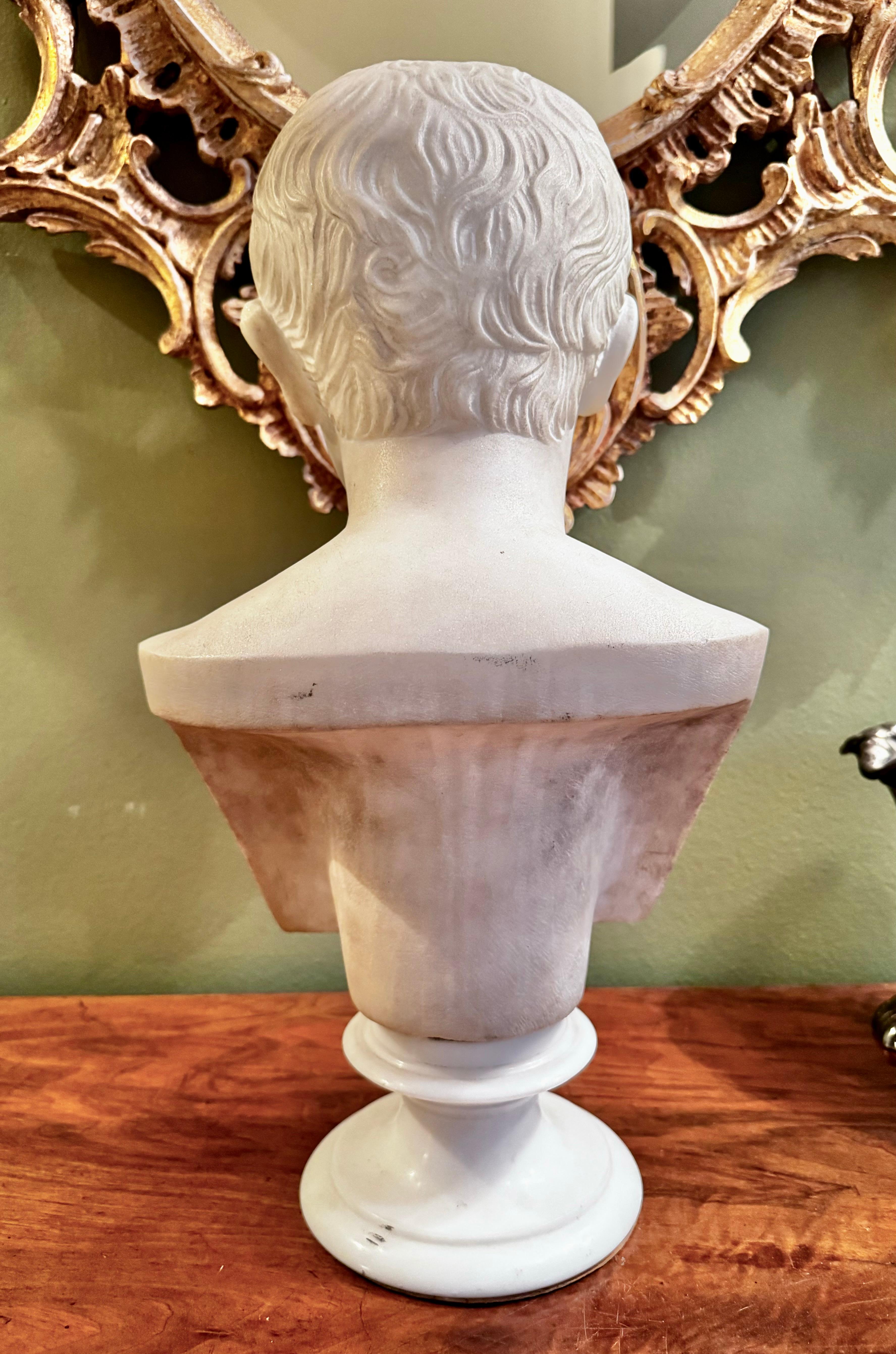 Busto di Cesare Augusto in marmo bianco del Grand Tour italiano in vendita 2
