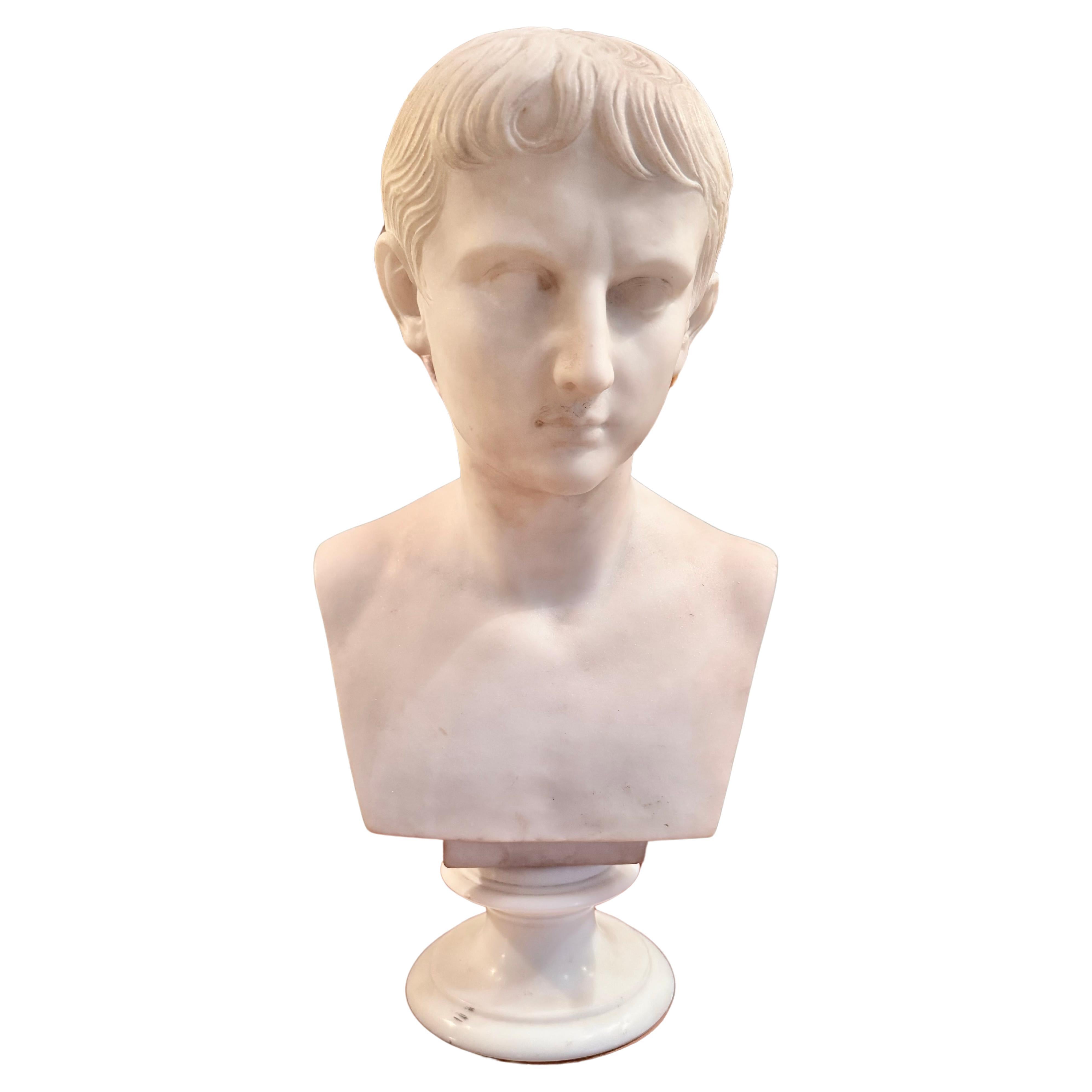 Busto de mármol blanco de Augusto César del Gran Tour de Italia