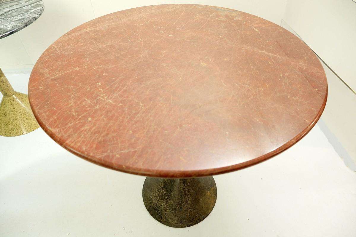 Mid-Century Modern Italian Granite and Marble Round Side Table in the Spirit Vigo