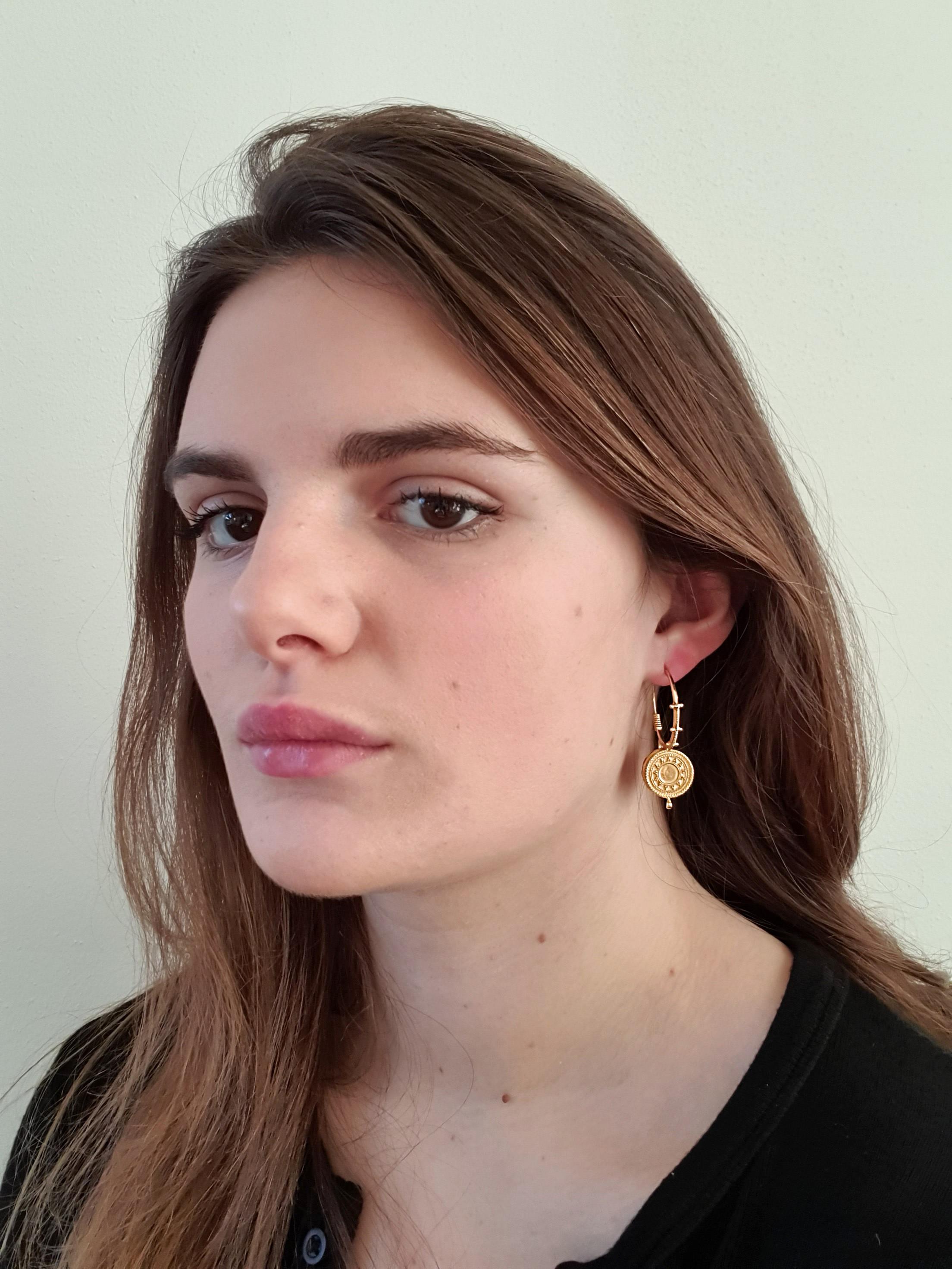 A Replication of Early Medieval Basket Earring in 22 kt yellow gold.ù
The earrings are completely hand made in our atelier in Italy Como with a rigorous quality workmanship .
The original earrings dating  6th - 7th century AD are located at the Como