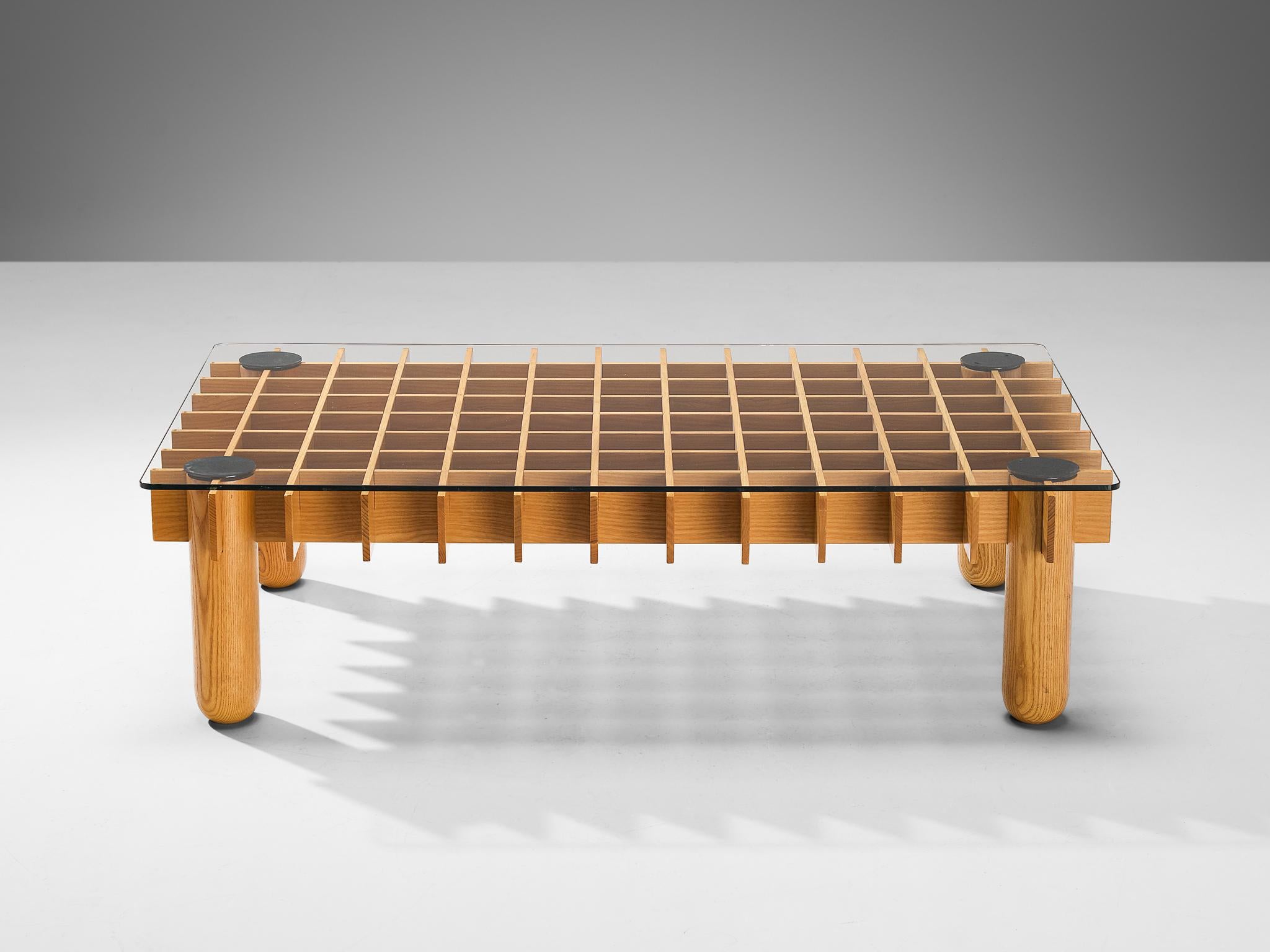 Late 20th Century Italian Graphic Coffee Table in Ash  For Sale