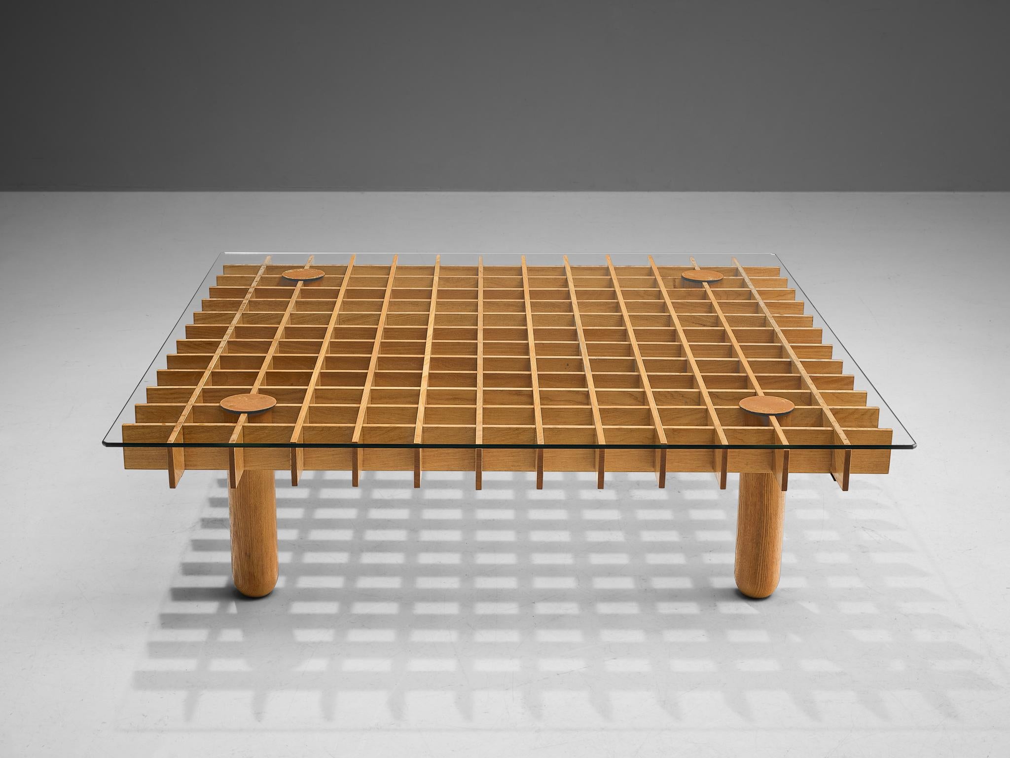 Late 20th Century Italian Graphic Coffee Table in Maple and Glass