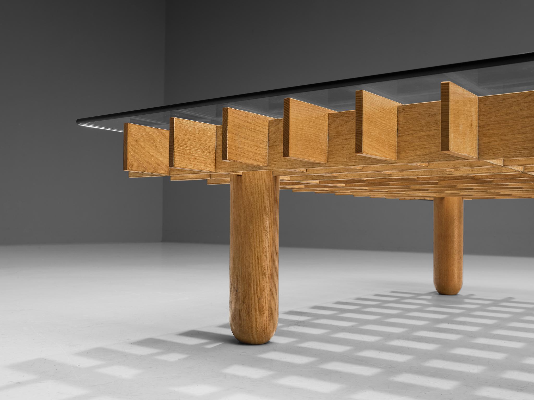 Italian Graphic Coffee Table in Maple and Glass 1