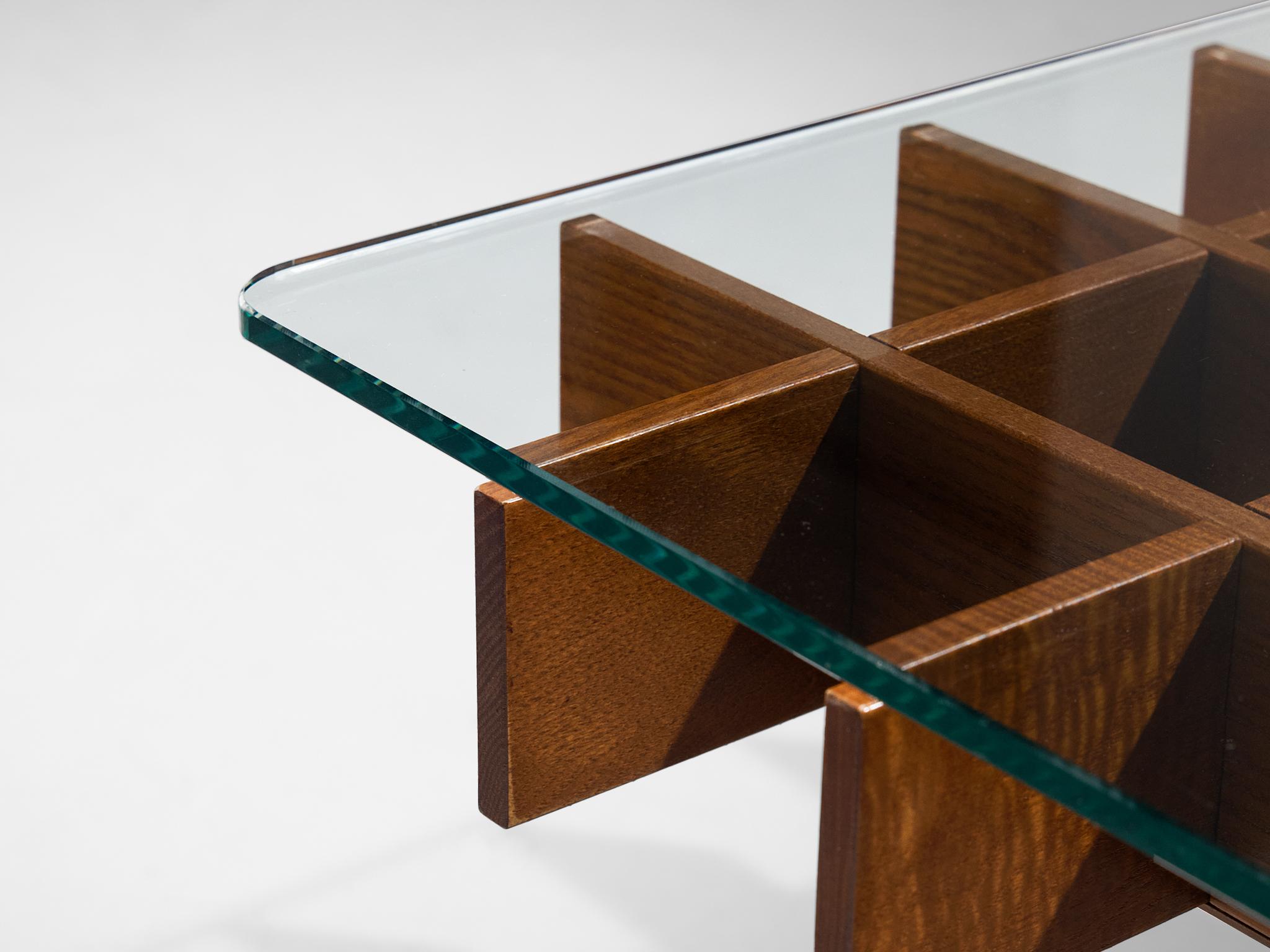 Italian Graphic Coffee Table in Maple and Glass 2
