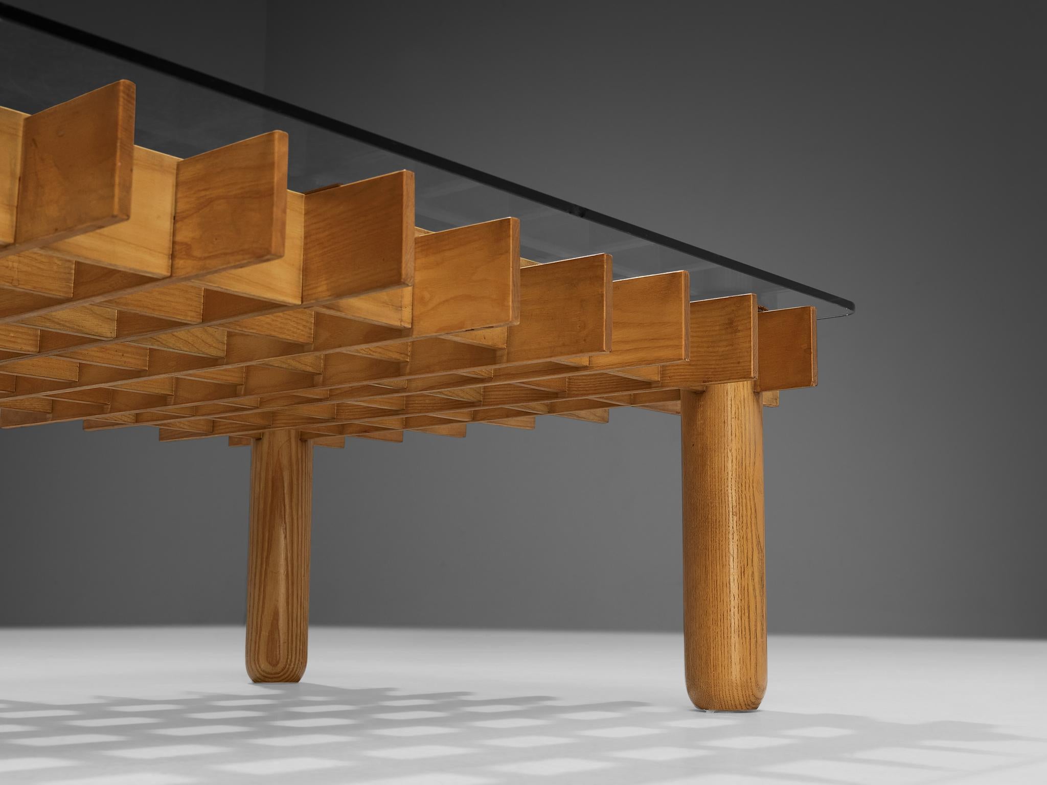 Italian Graphic Coffee Table in Ash and Glass 3