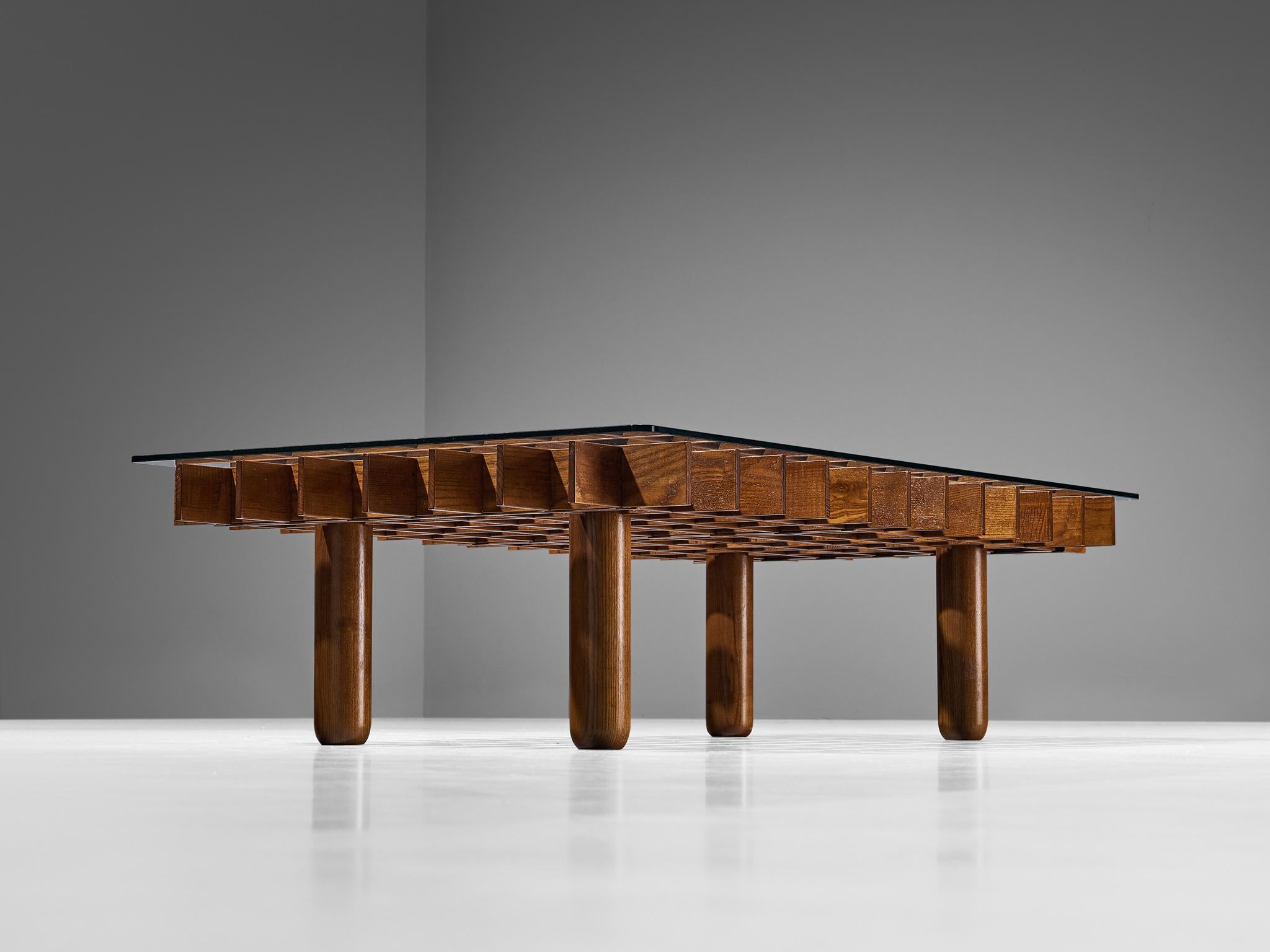 Italian Graphic Coffee Table in Maple and Glass  2
