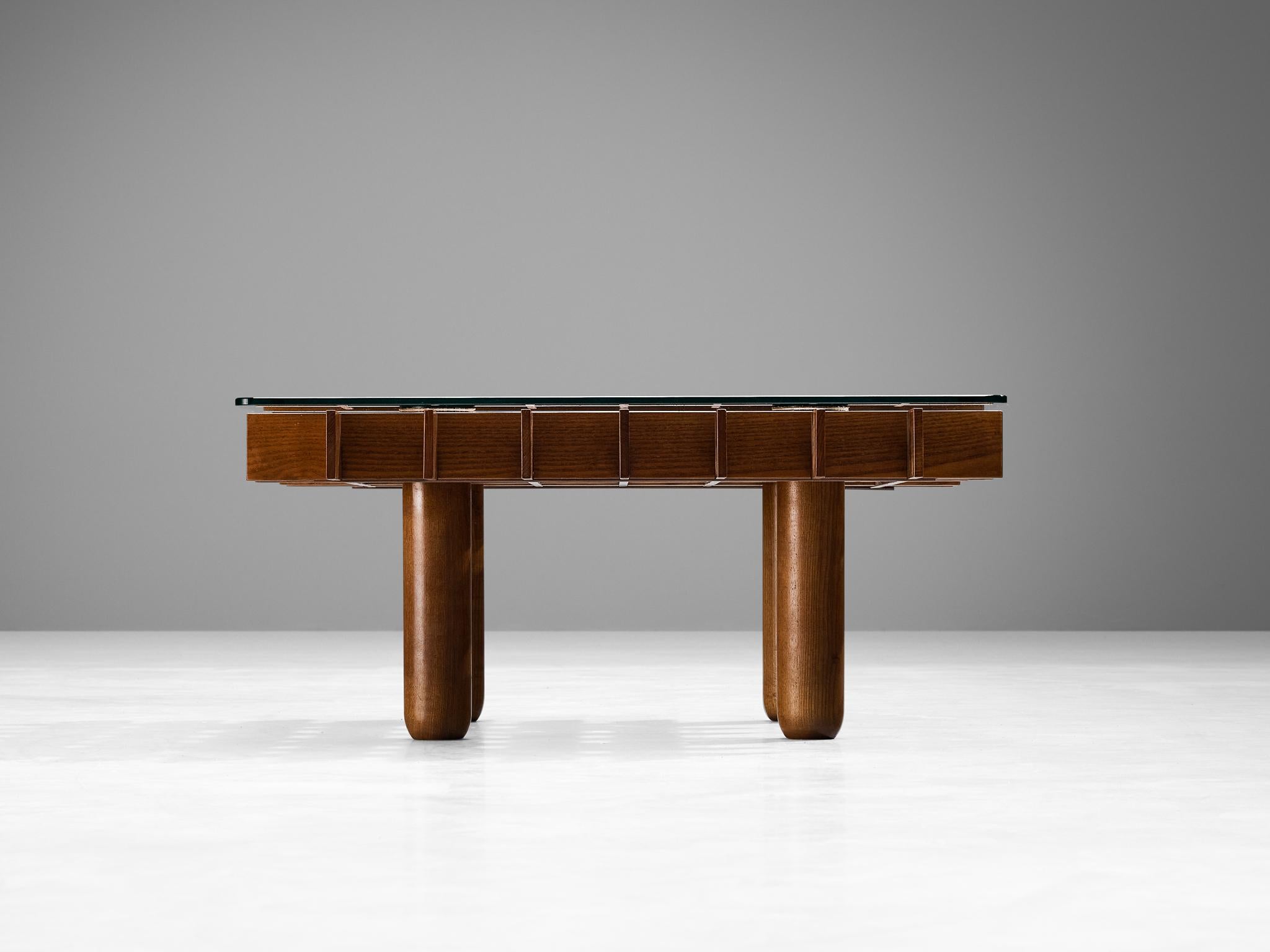 Italian Graphic Coffee Table in Maple and Glass 3