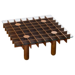 Italian Graphic Coffee Table in Maple and Glass