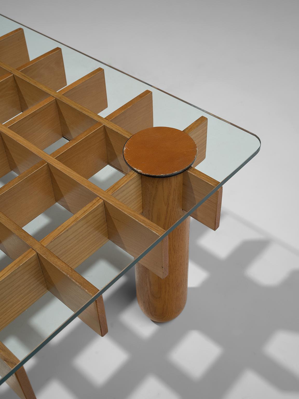 Italian Graphical Coffee Table in Maple and Glass 1