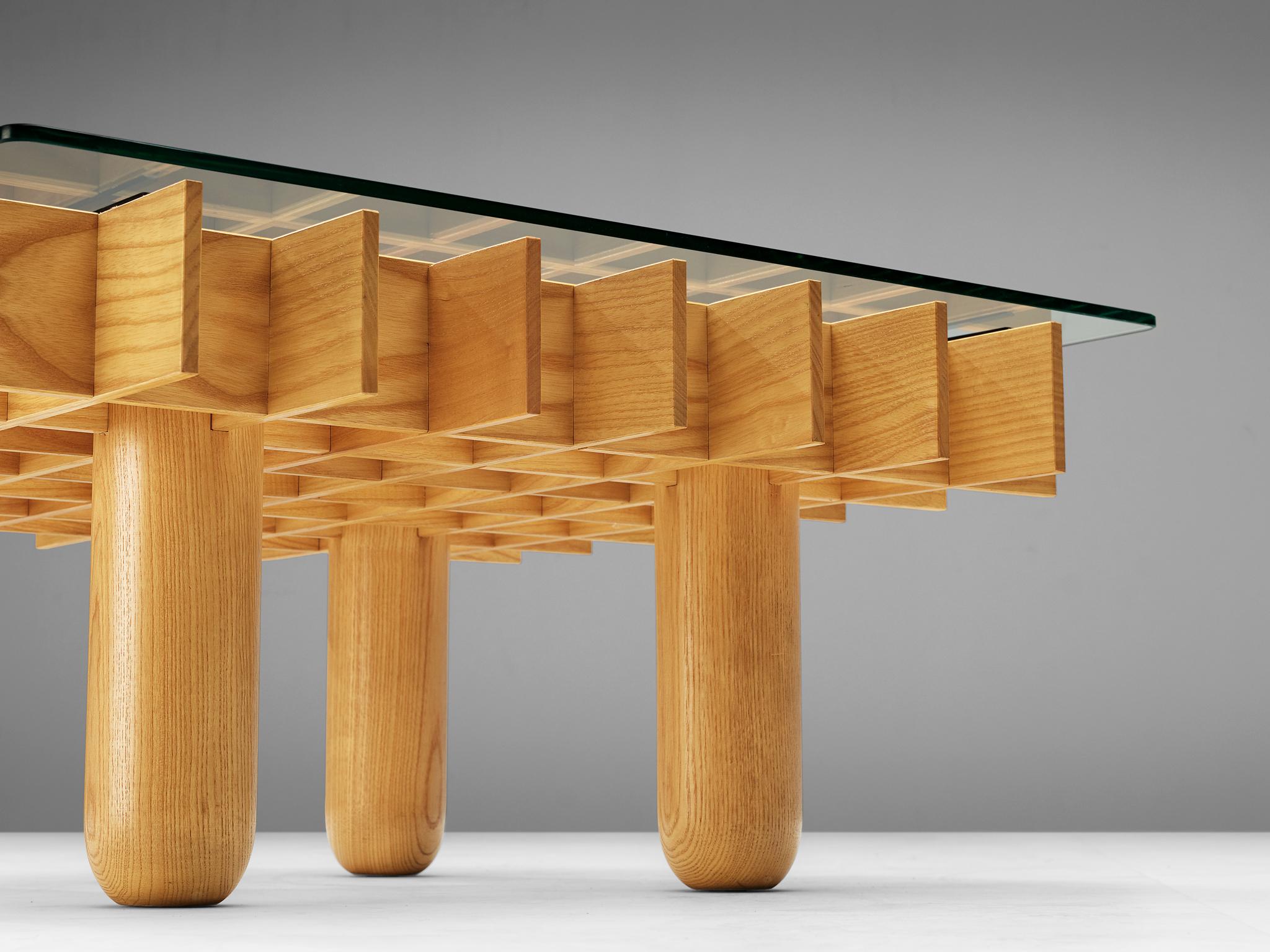 Italian Graphical Coffee Table in Maple and Glass 1