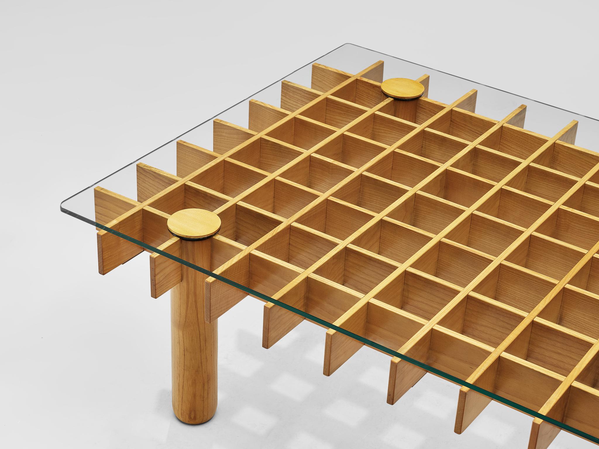 Italian Graphical Coffee Table in Maple and Glass 1