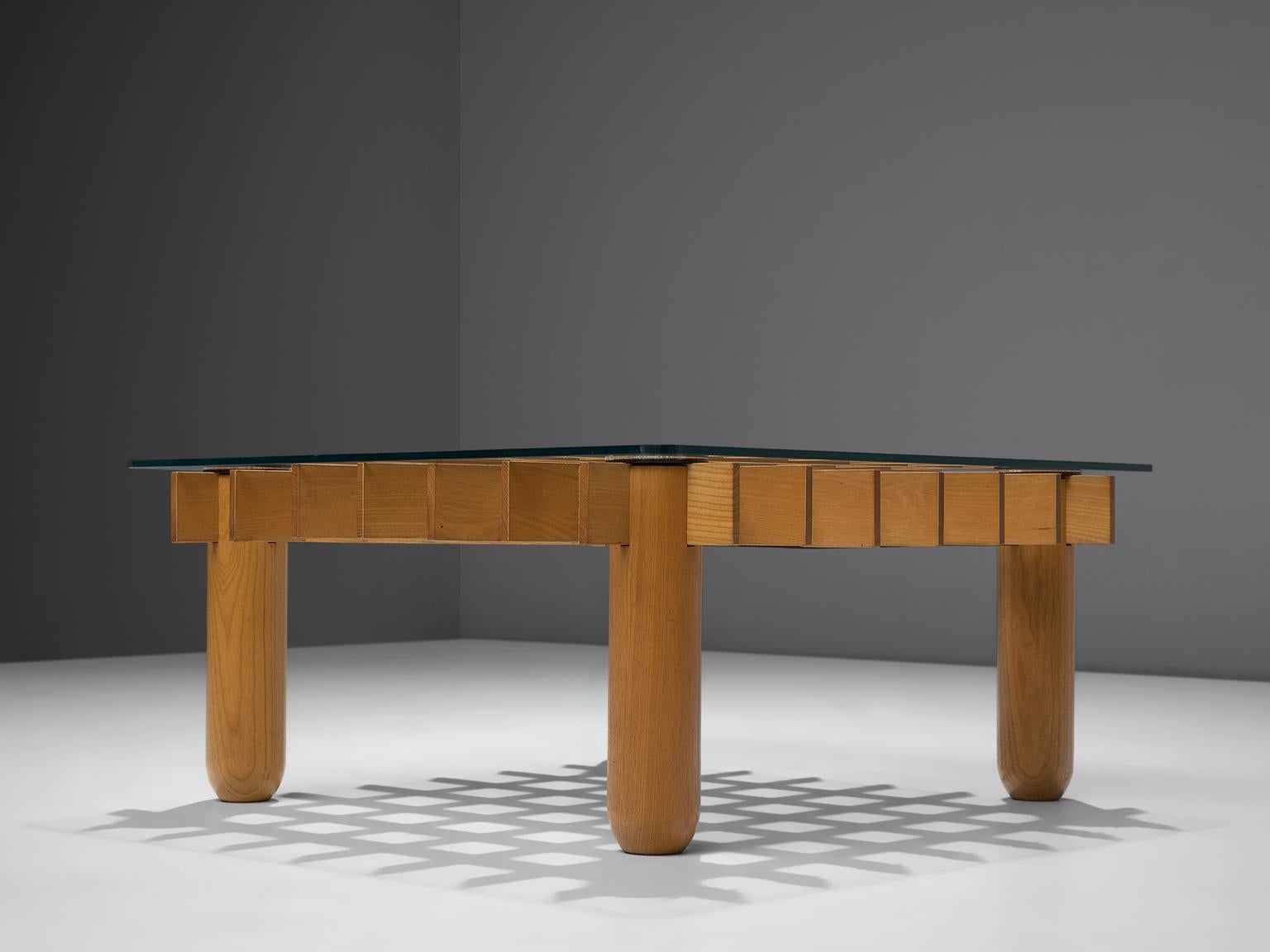 Italian Graphical Coffee Table in Maple and Glass 2
