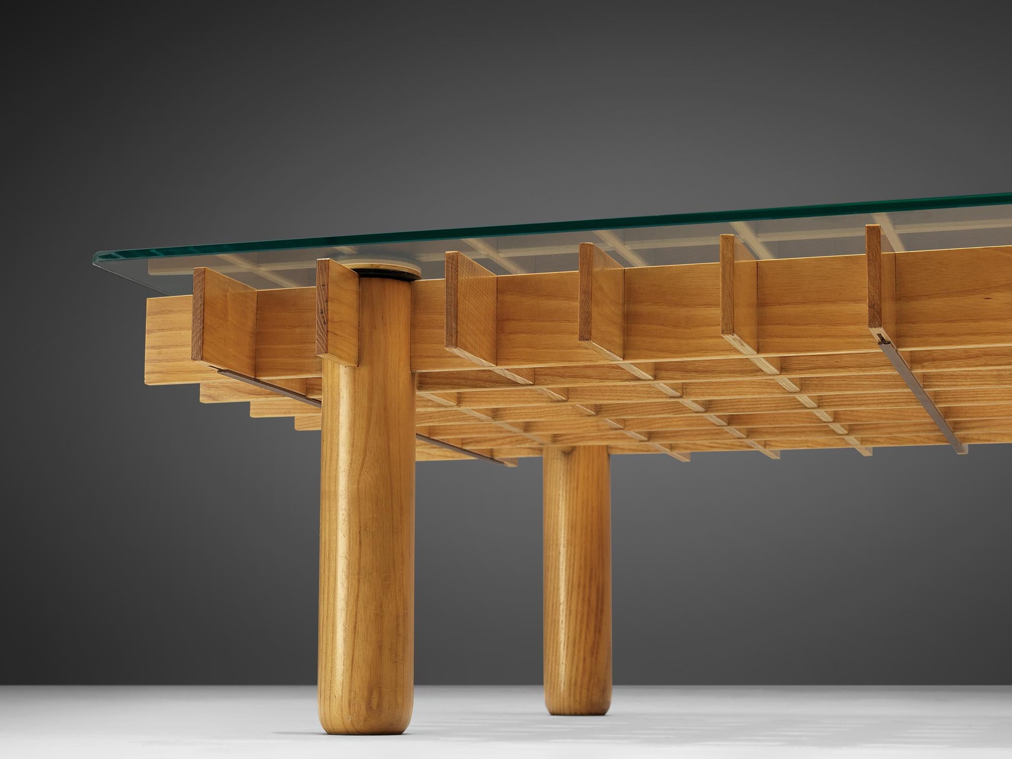 Italian Graphical Coffee Table in Maple and Glass 3