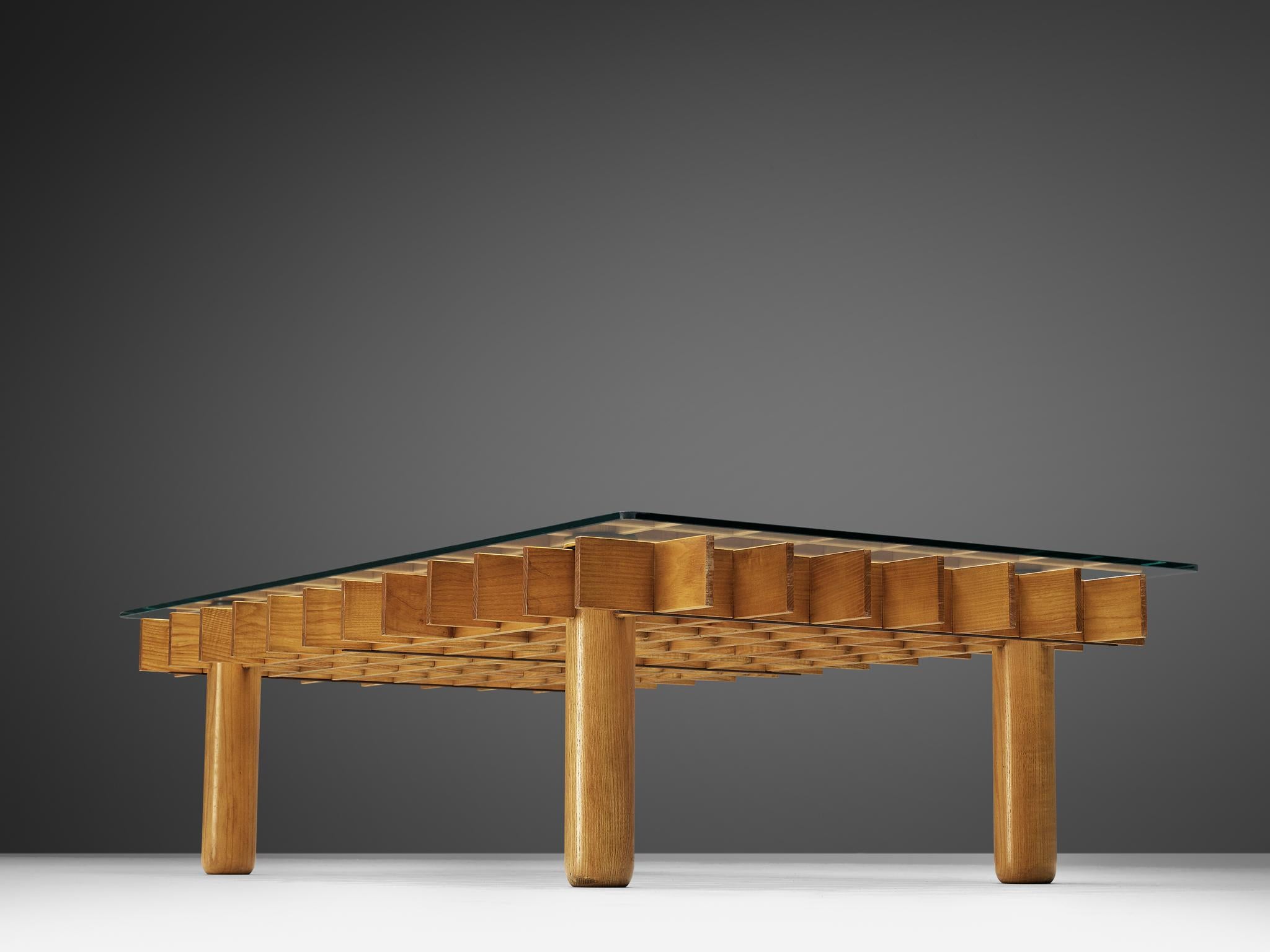 Italian Graphical Coffee Table in Maple and Glass 4