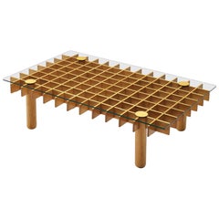 Italian Graphical Coffee Table in Maple and Glass