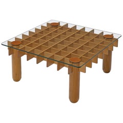 Italian Graphical Coffee Table in Maple and Glass