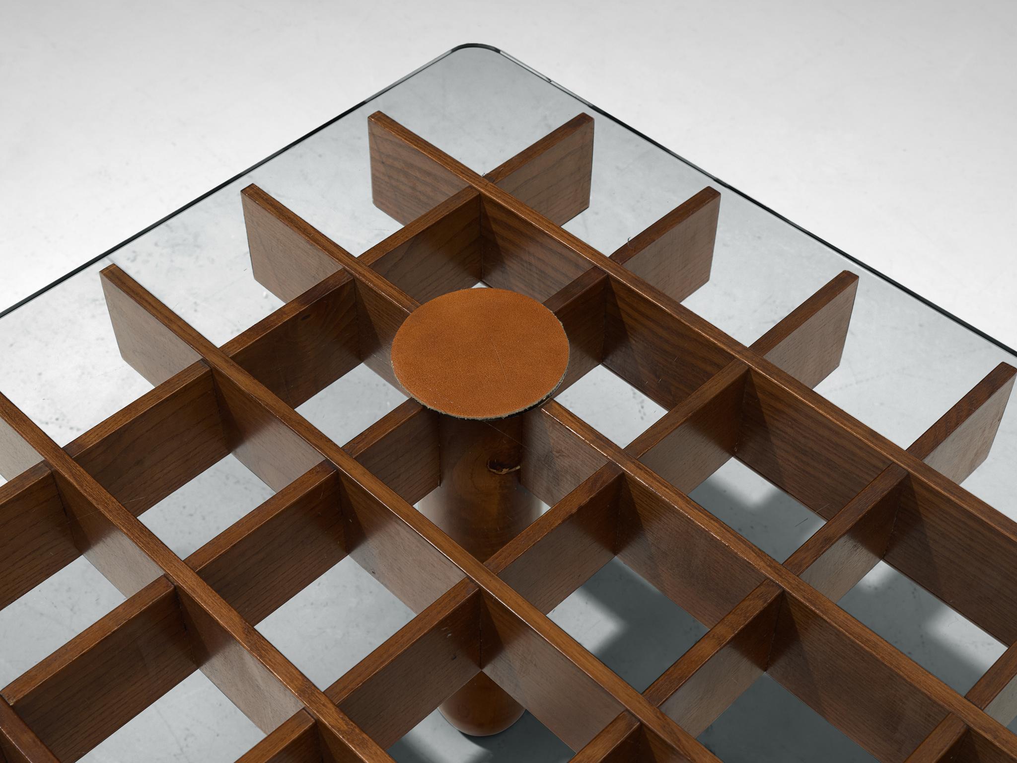 Italian Graphical Coffee Table in Oak and Glass 3