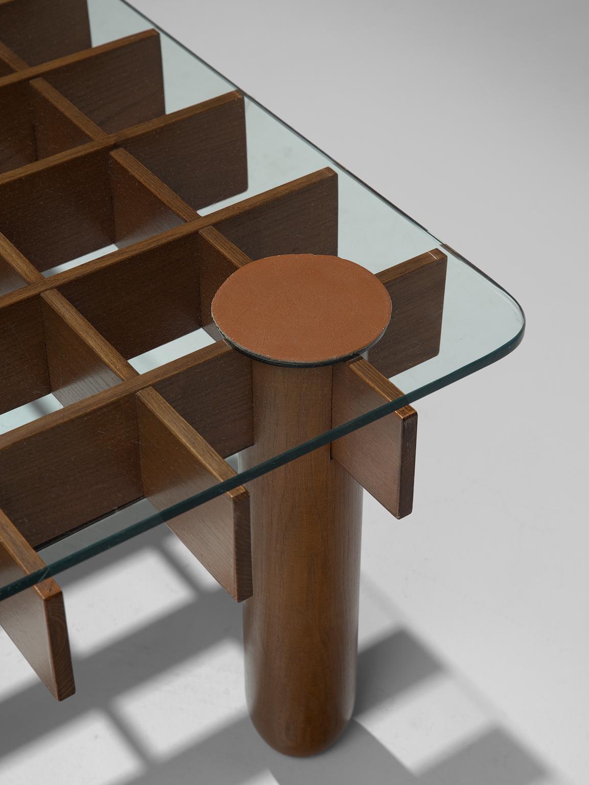 Glass Italian Graphical Coffee Table in Wood