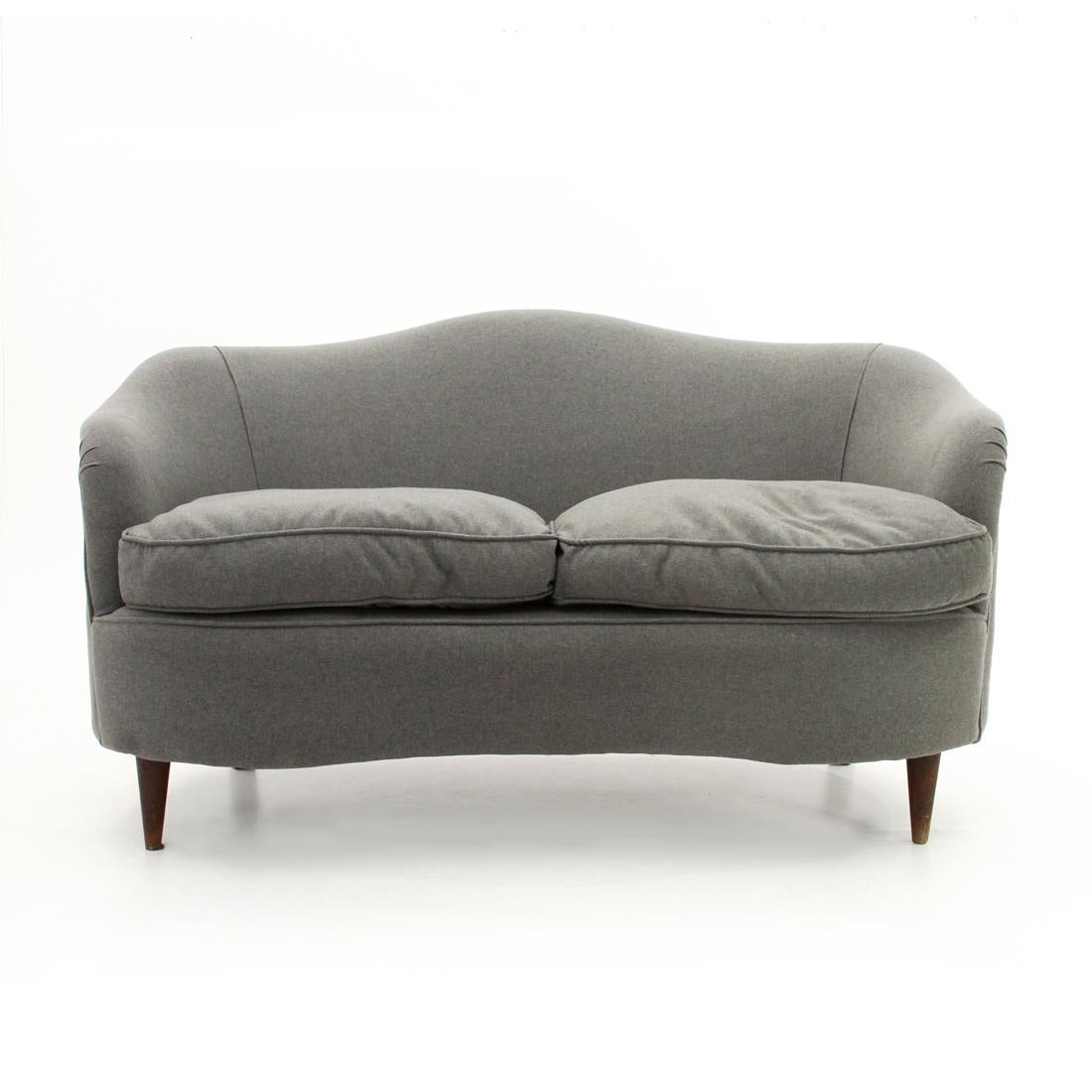 Mid-Century Modern Italian Gray Curved 2-Seat Sofa, 1950s
