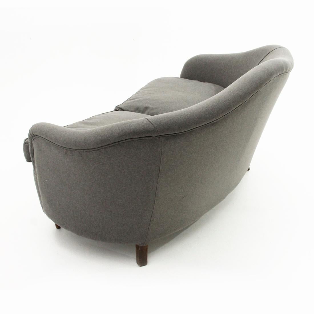 Mid-20th Century Italian Gray Curved 2-Seat Sofa, 1950s