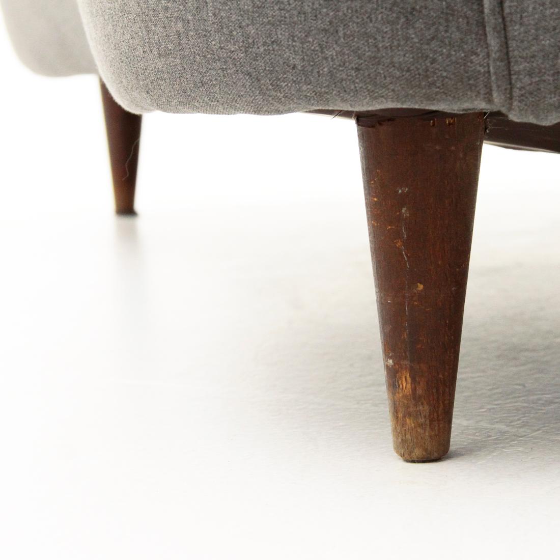 Italian Gray Curved 2-Seat Sofa, 1950s 3