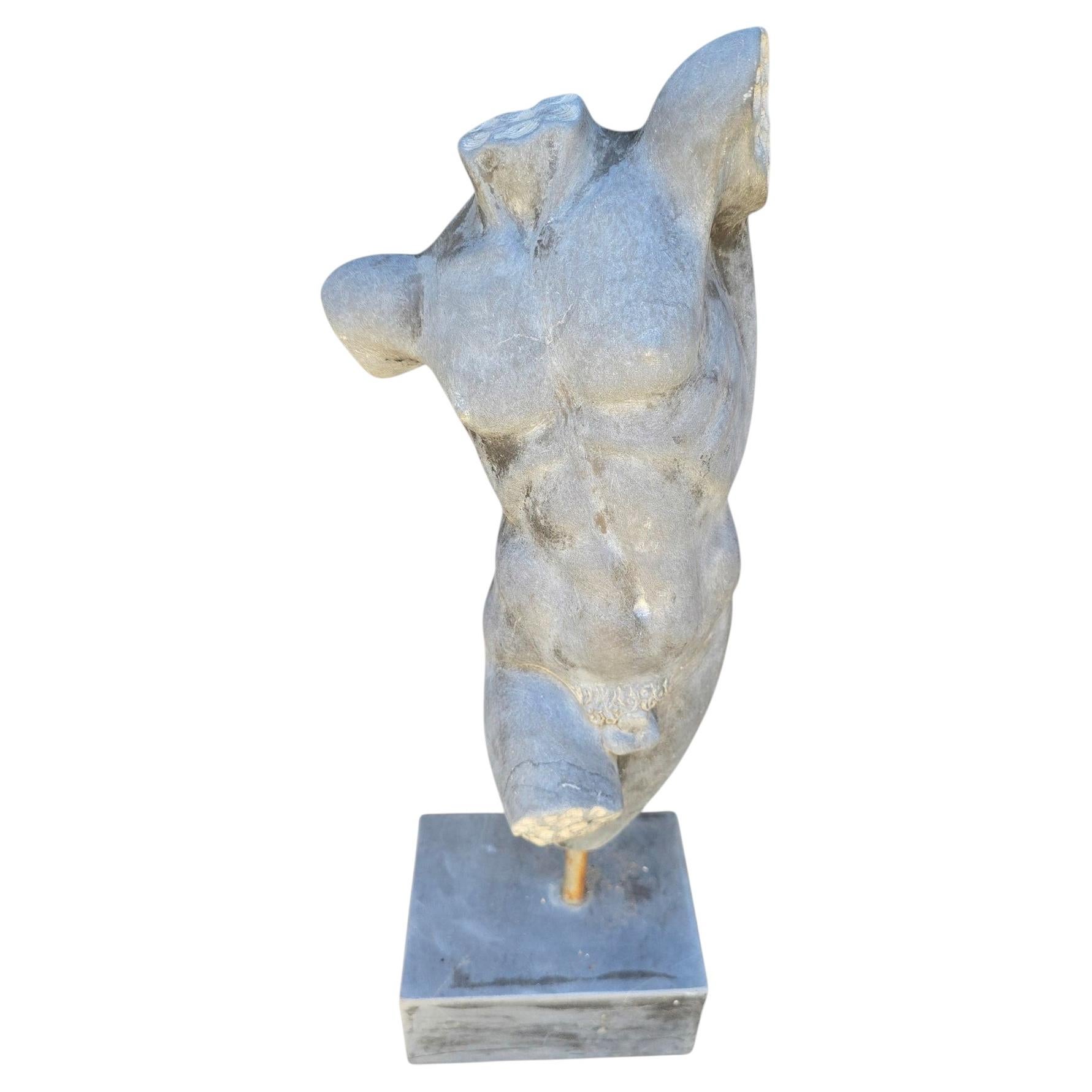 Italian Gray Marble Torso Sculpture, 1950s
