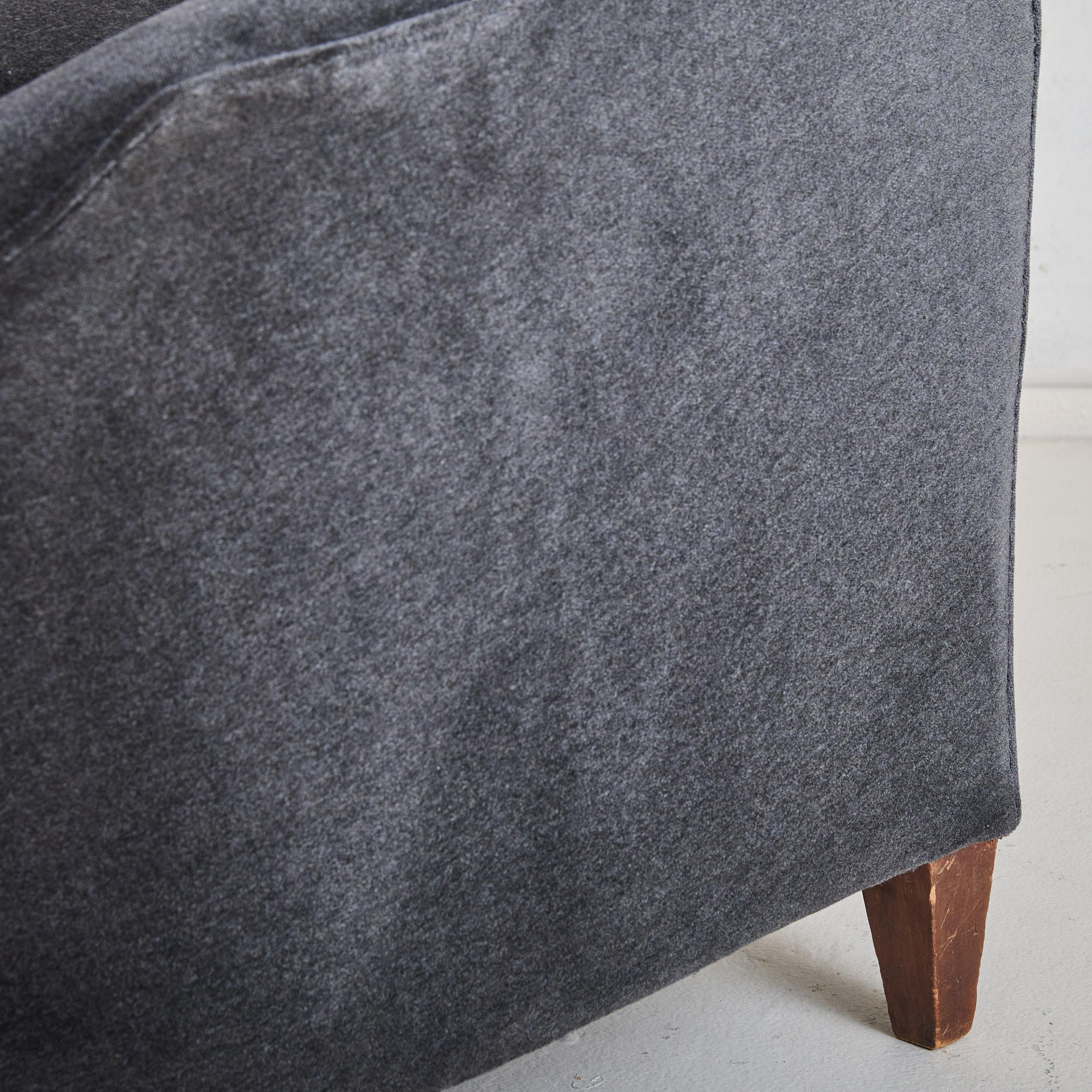 Italian Gray Mohair Lounge Chair with Down Cushion,  1950s 4