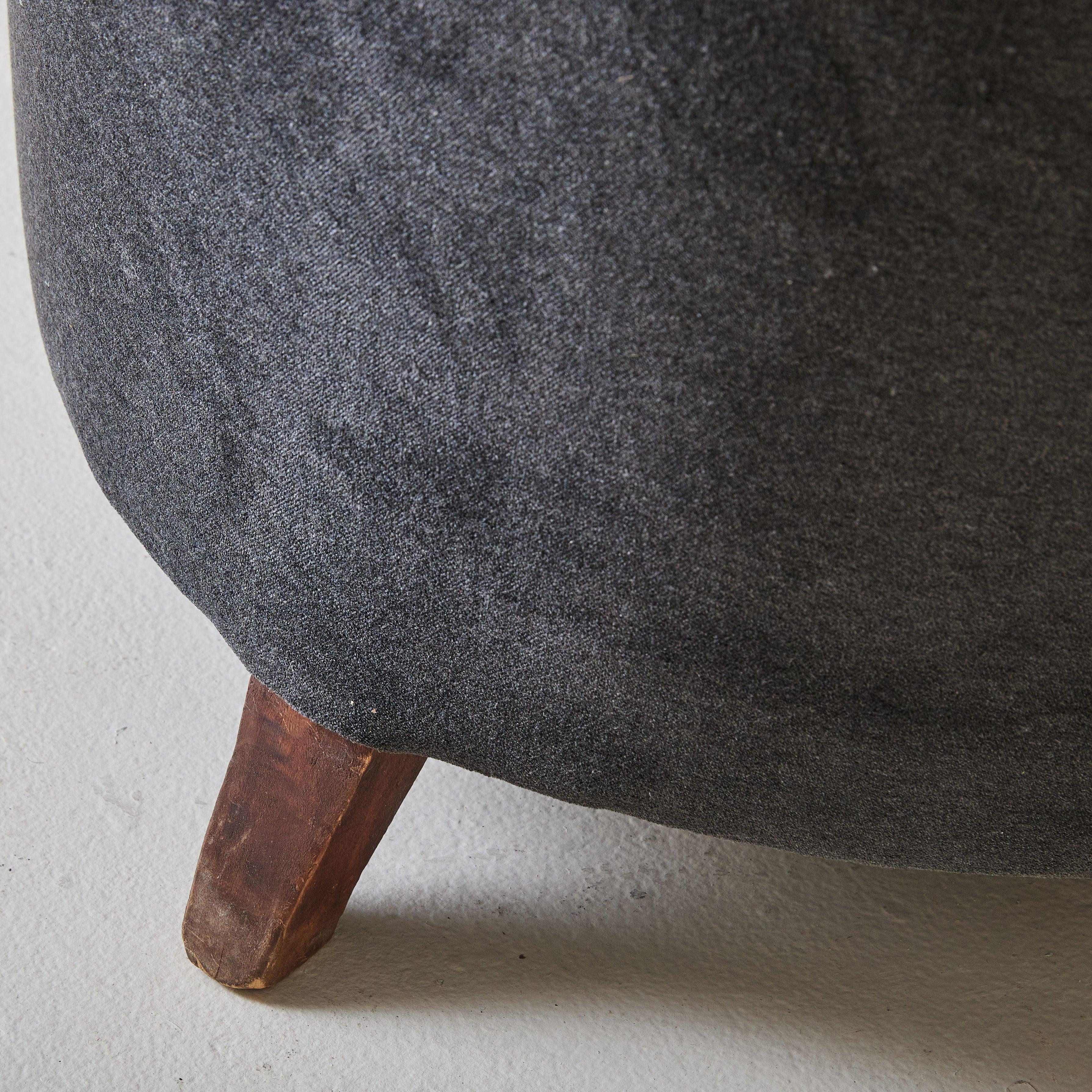 Italian Gray Mohair Lounge Chair with Down Cushion,  1950s 5