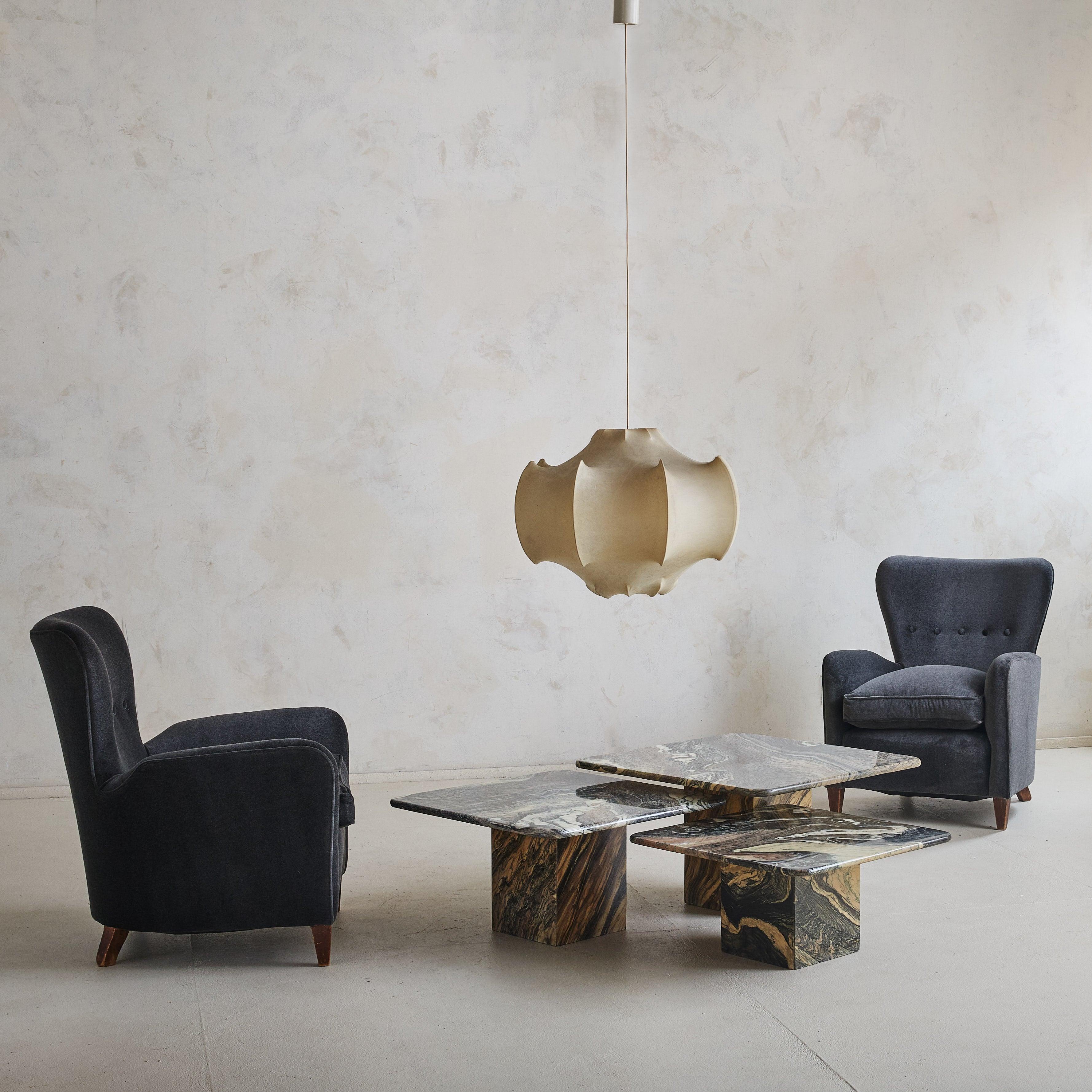 Mid-Century Modern Italian Gray Mohair Lounge Chair with Down Cushion,  1950s