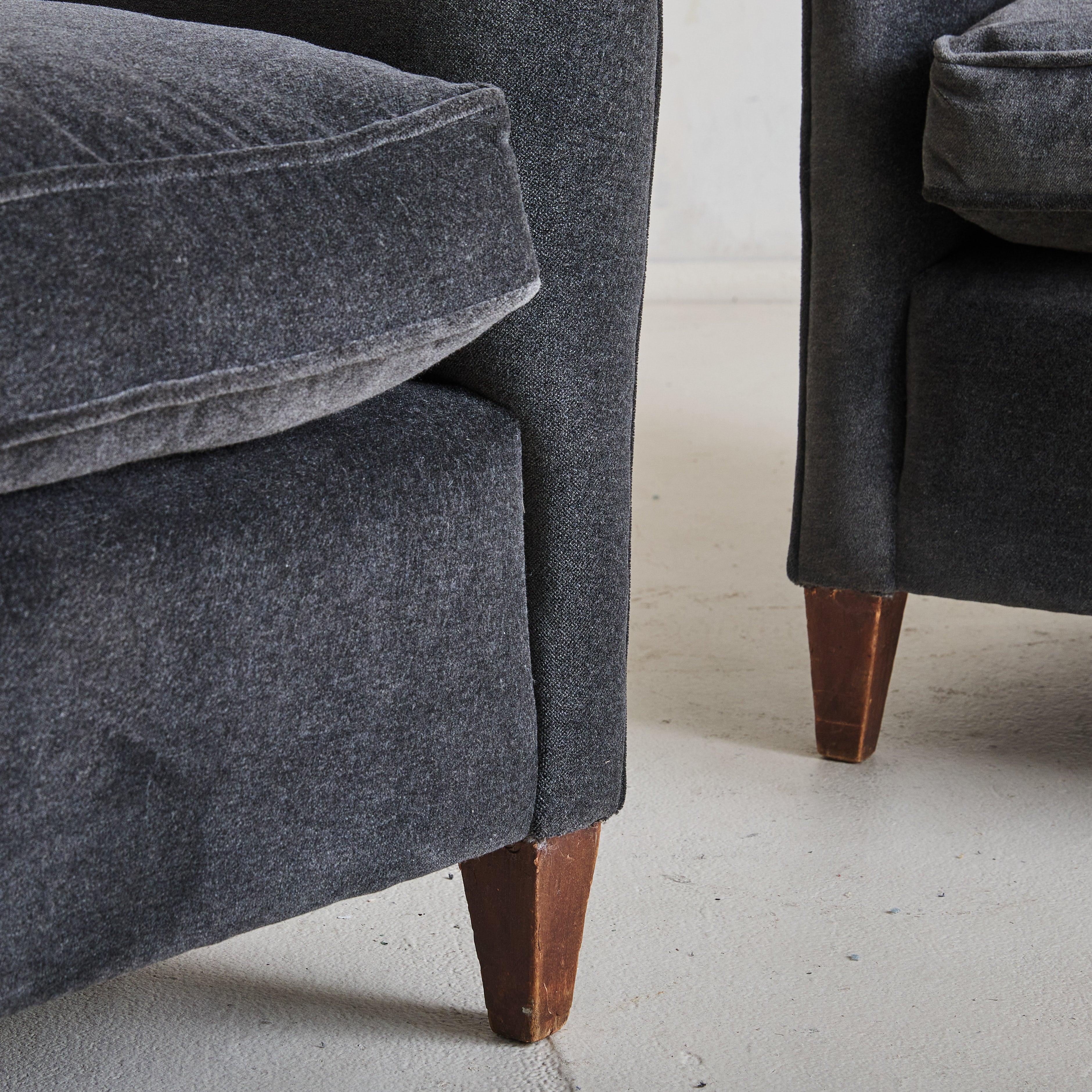 Italian Gray Mohair Lounge Chair with Down Cushion,  1950s 1