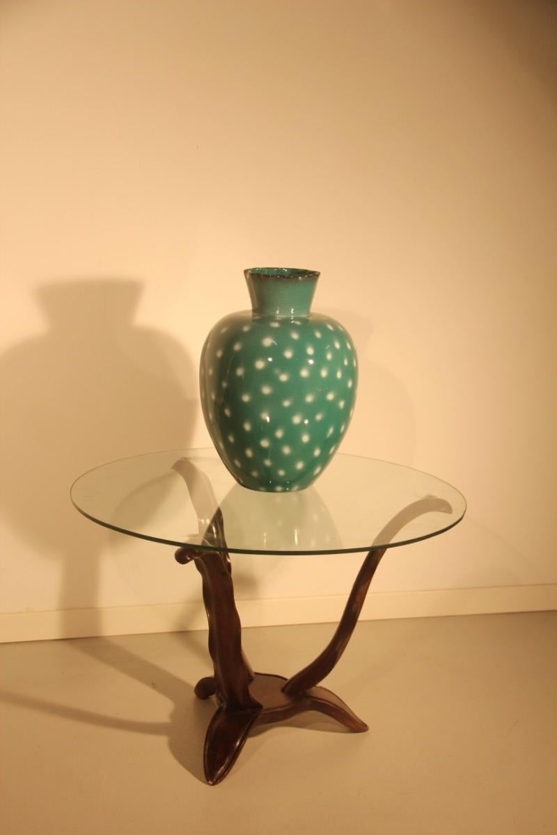 Italian Great Vase Ceramic Design 1950 Green, White Points 1