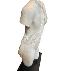 Italian Greco-Roman Style Marble Male Torso Sculpture on Metal Base