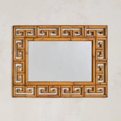 Italian Greek Key Bamboo Wall Mirror, 1970s