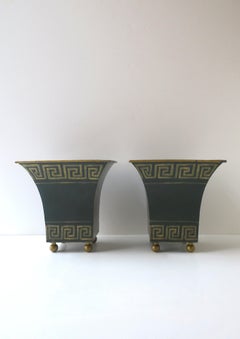 Italian Greek-Key Plant Potholders Cachepots Jardinières, Pair