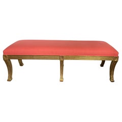 Italian  Egyptian  Revival Water Gilt Wood  Klismos Style Upholstered  Bench
