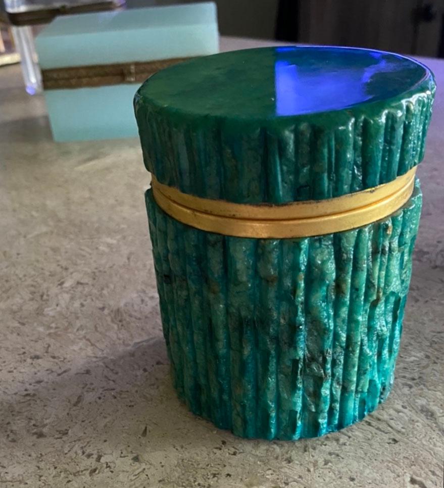 Italian Green Alabaster Box In Good Condition In Clearwater, FL